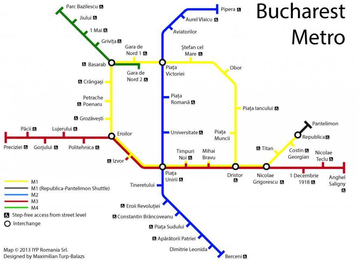Térkép a bukaresti tömegközlekedési 